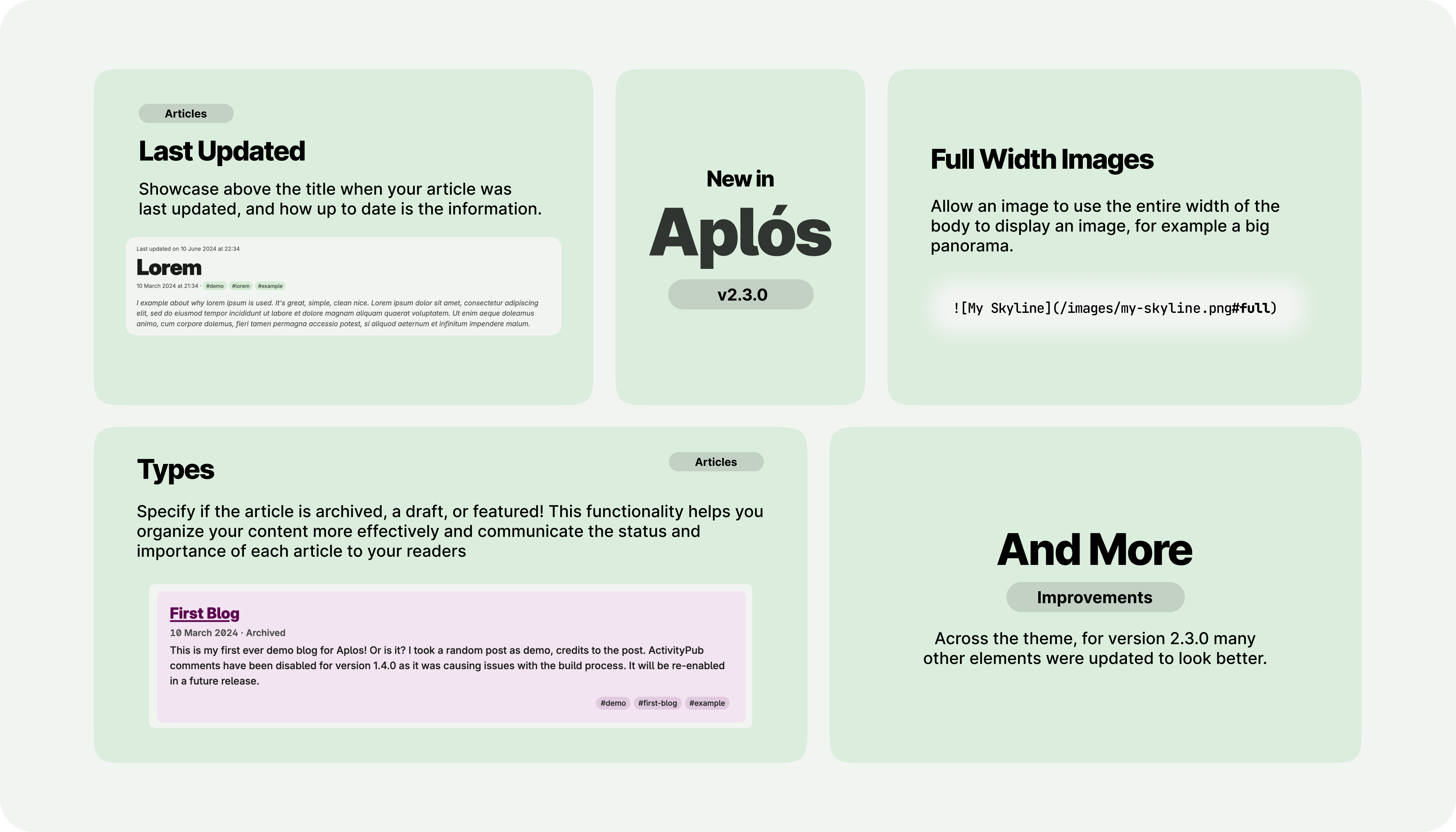 Bento Grid of version 2.3.0