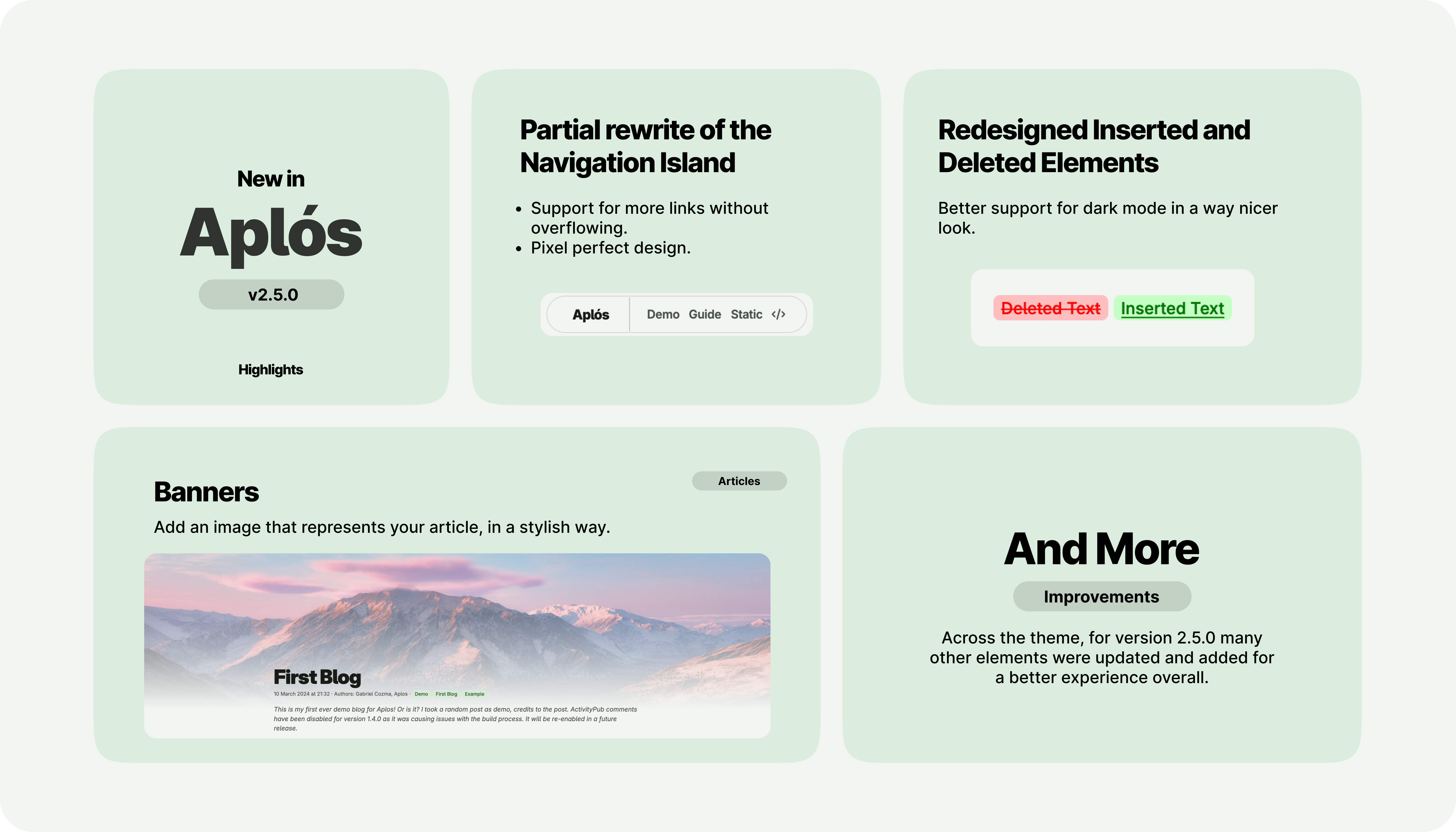 Bento Grid of version 2.5.0
